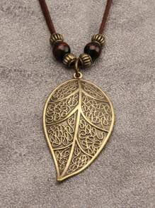 1 件复古波西米亚串珠镂空叶吊坠项链，时尚万圣节节日礼物装饰，男女通用珠宝，学生纪念品礼物 - 串珠款 - 查看 21