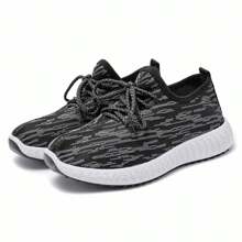 Unisex Non-Slip Breathable Mesh Tennis Shoes - 黑色 - 查看 1