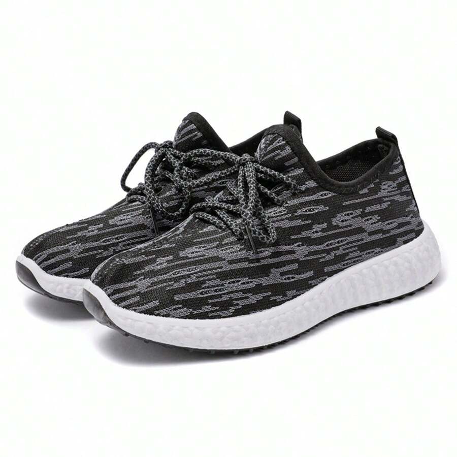 Unisex Non-Slip Breathable Mesh Tennis Shoes - 黑色 - 查看 1