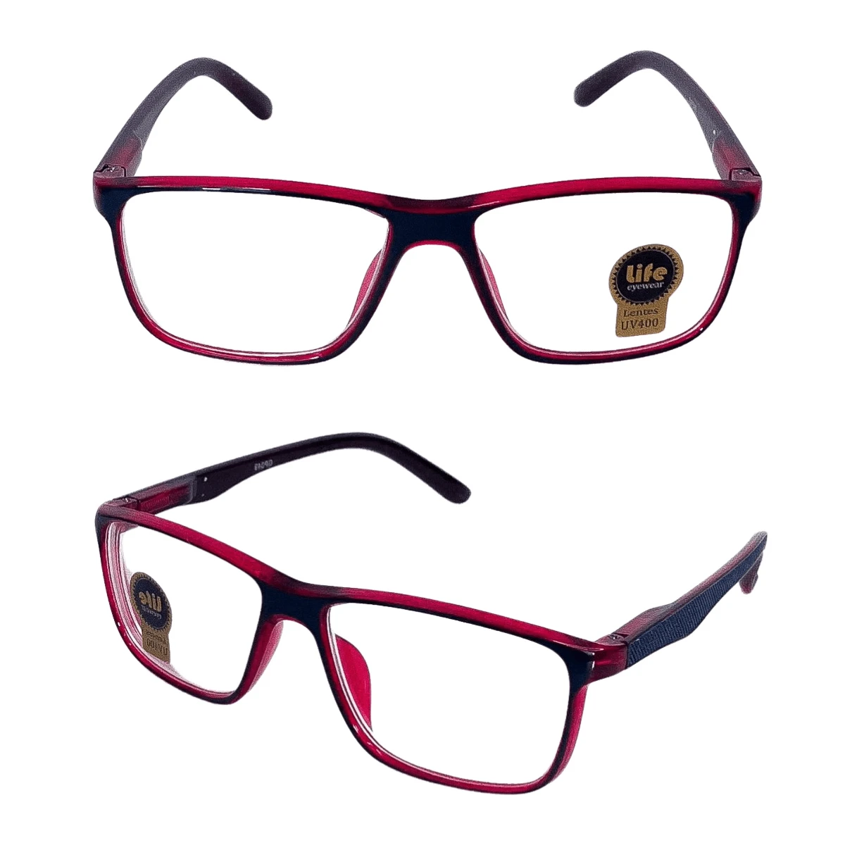 Myopia Glasses -0.50 To -5.00 Long Distance Vision With Negative Degree Blue With Red - 酒紅色 - 查看 1