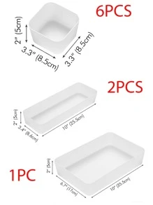 1pc/5pcs/9pcs/12pcs/33pcs Drawer Organizer Tray Storage Box For Bedroom Nightstand Drawer Dresser Bathroom Kitchen Drawer, Frosted,For Holiday Beach, Bathroom Collection, Bedroom Collection, Large Capacity