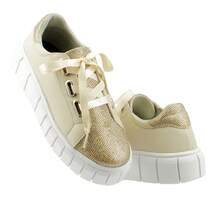 Women's Casual Sneakers With Shiny Glitter And Satin Ribbon Are The Perfect Choice For Those Looking For Comfort And Style In One Product. RT FOOTWEAR - 米色 - 查看 2