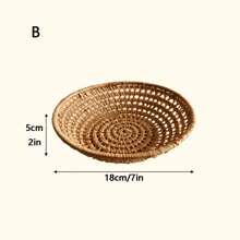 1pc 5.9/11 Inch Rattan Woven Hollow Snack Basket,  Round Storage Bowl, Home Decor Fruit Plate