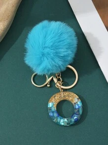 1pc Creative Letter Stone Resin Keychain With Butterfly Tassel, Girl Key Chain - Blue - View 17