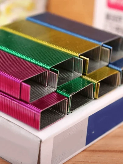 1-3 盒混色订书钉，学校用品，12 号制服订书钉，学生用迷你桌面纸张活页夹，可爱卡通纸张活页夹，适合办公室和学校使用