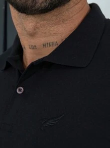 Men's Short Sleeve Piquet Polo Shirt - màu đen - Xem 3