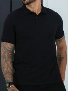Men's Short Sleeve Piquet Polo Shirt - màu đen - Xem 1