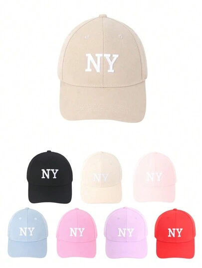 1入女士時尚NY刺繡棒球帽，適合四季，節慶棒球帽，情侶日常旅行戶外休閒運動帽子。