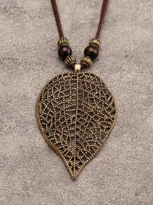 1 件复古波西米亚串珠镂空叶吊坠项链，时尚万圣节节日礼物装饰，男女通用珠宝，学生纪念品礼物 - 串珠款 - 查看 4