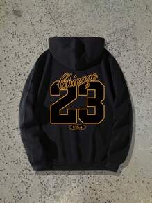 Manfinity Homme Heren Dikke & Plus Maat 23 Cijfer & Letter Print Zip-Up Sweatshirt
