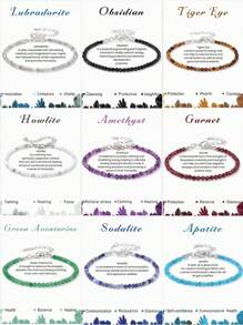 1 件时尚简约手链疗愈小珠天然石水晶石英手链珠宝礼物送给朋友女孩派对 - 彩色 - 查看 3