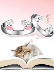 1pc Creative Cat Ear Adjustable Ring - Multicolor - View 1