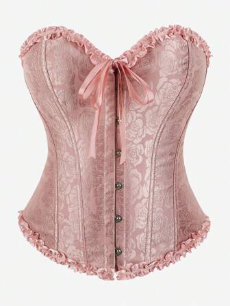 束胸衣，经典束胸衣，无肩带，甜美合身，有骨紧身衣，荷叶边露背，修身束腰，化妆舞会服装，万圣节