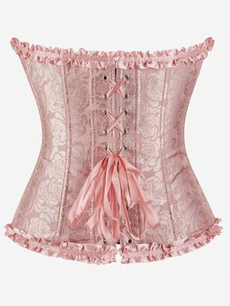 Korsett Overbust Bustier, Klassisk Korsett Shapewear Axelbandslös Söt Figursydd Benad Bodysuit, Volangkant Rygglös Bantande Midja, Maskeradkostym För Maskerad, Halloween