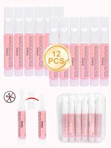 12支装专业美甲胶水套装，适用于指甲板、亚克力指甲板、按压式美甲片 - 大容量、超强粘性、快干持久、易于开启 - 粉色 - 查看 2