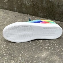 Women's Rainbow Walking Sneakers Casual Sports Tennis Running Shoes Ladies Fashion Colorful Canvas Lace Up Comfortable Flat Bottomed Casual Shoes Slip On Shoes Casual - 彩色 - 查看 8