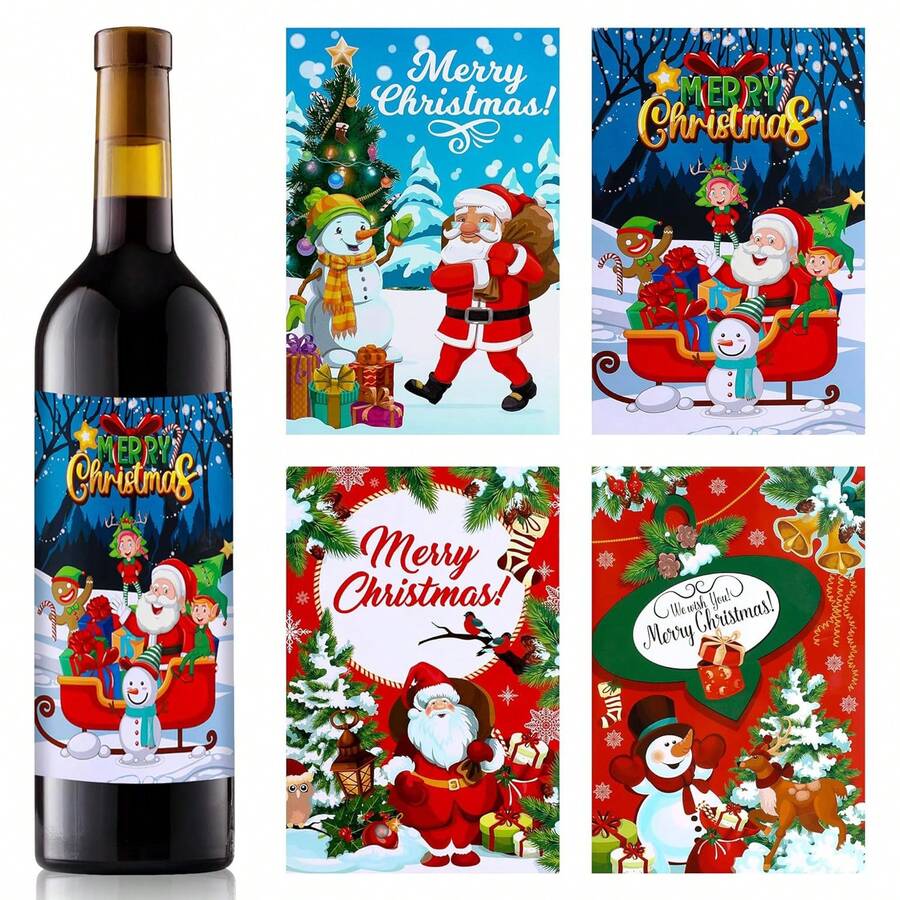 8 miếng dán chai rượu Giáng sinh, nhãn chai Giáng sinh, nhãn chai rượu tự dính, miếng dán trang trí tiệc Giáng sinh (4 kiểu), trang trí phòng, trang trí Giáng sinh, trang trí tiệc, thích hợp cho các buổi tụ họp, tiệc tùng, nhà bếp, nhà hàng, v.v., miếng dán nhà sáng tạo tự làm, quà tặng cho bạn bè, quà tặng Giáng sinh, giáng sinh vui vẻ - Nhiều màu - Xem 1