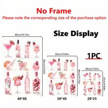 1pc Canvas Hanging Art Easy To Hang Holiday Cocktail Art: Pink Wine Bottle And Glass Collectible Wall Decor,Wall Art,Poster Room Decor