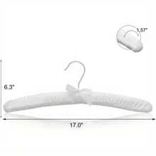 10Pcs Satin Padded Hangers 43cm White Ivory Cushioned Clothes Hanger 17'' Soft Touch Coat Hangers Non-Slip Blouse Hook For Adults Garment Wedding Dress Lingerie Tops Suits Shirts Dress Trousers - White - View 3
