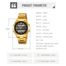 SKMEI 2284 金属多功能模拟数字世界时间钢表防水运动手表男士 Jam Tangan - 均碼 - 查看 12