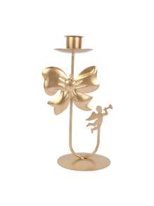 1 pieza Soporte de vela con decoraciones navideñas de árbol de Navidad, cascabel, reno, estrella, adorno navideño para hogar, regalos de Feliz Año Nuevo - Dorado - Ver 11