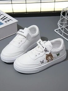 一双时尚儿童轻便绣花鞋小白鞋男童女童舒适时尚熊猫设计鞋 - 米色 - 查看 2