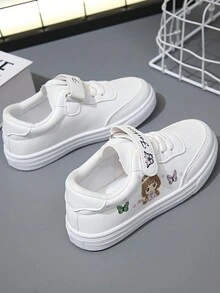 一双时尚儿童轻便绣花鞋小白鞋男童女童舒适时尚熊猫设计鞋 - 米色 - 查看 4