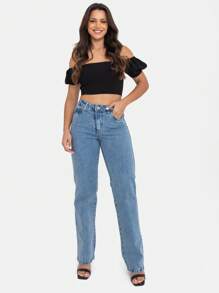 Women's Delave Jeans, Basic, Beautiful, Chic, Neat, Rich - Rửa trung bình - Xem 1