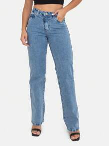 Women's Delave Jeans, Basic, Beautiful, Chic, Neat, Rich - Rửa trung bình - Xem 5