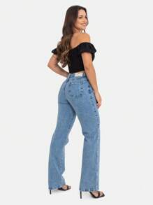 Women's Delave Jeans, Basic, Beautiful, Chic, Neat, Rich - Rửa trung bình - Xem 2