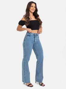 Women's Delave Jeans, Basic, Beautiful, Chic, Neat, Rich - Rửa trung bình - Xem 3