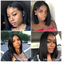 Eulisi Wear And Go 13x4 Transparent Lace Glueless Bob Wig Human Hair Short Straight Frontal Bob Wigs For Black Women Human Hair Pre Plucked With Baby Hair Side Part 200% Density 14 Inch Natural Black Color