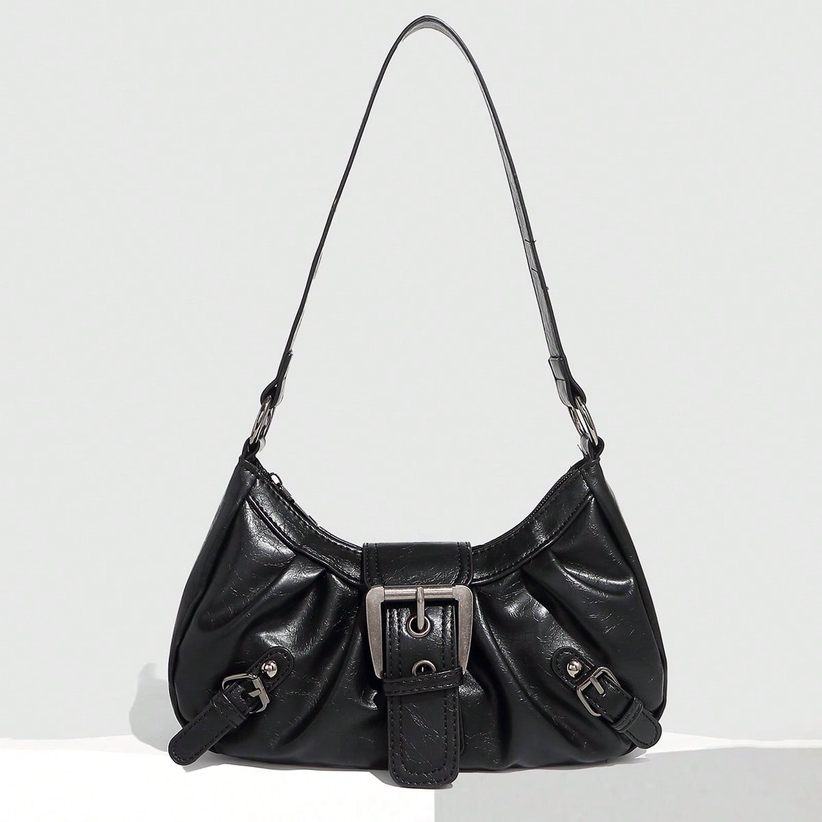 1pc PU Leather Women's Handbag, Versatile Retro Small Bag, Fashionable Crescent Bag, Y2K Babe Bag, Shoulder Underarm Bag, New Moon Bag, Burgundy Color Ladies Bag, Maroon Color Purse, 2000s Fashion Style Bag For Women, Vintage Bag For Women, Street & Japanese Bag For Women