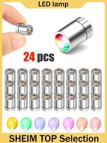 100pcs LED Electronic Lights, Handmade Creative Parts, Plastic Small Color Lights, DIY Flashing Light Bulbs, Luminous Decoration, Mini Battery Powered LED Party Lights, Used For Paper Lanterns, Floral Decoration, Indoor And Outdoor Terraces, Wreaths, Gardens, Weddings, Parties, Multi-Color 50pcs24pcs/12pcs/6pcs/1pc(Seven Color Slow Flashing)