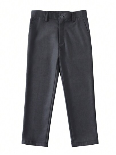 Tween Jongens Jurk Broek Verstelbare Taille Platte Voorkant Broek Bruiloft Schooluniformen Broek Donkergrijs Maat 6-16Y