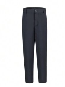 Tween Boys Dress Pants Adjustable Waist Flat Front Pant Wedding School Uniforms Pants Dark Grey Size 6-16Y - Dark Grey - View 3