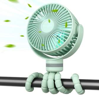  Momcozy Bärbar Barnvagnsfläkt 8000mAh 27 timmar Ultralång batteritid Löstagbar 4 hastigheter 360° roterande LED-nattlampa med 2 lägen USB Uppladdningsbar handhållen kylfläkt för resebilstol i sovrummet