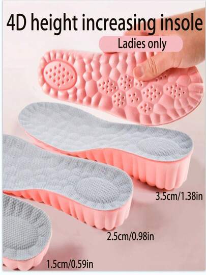 1 Paar gepolsterte Einlegesohlen für Damen zur Erhöhung der Körpergröße, schweißabsorbierend und stoßabsorbierend, Ganzflächige Hochabsatz-Pads, Sporteinlegesohlen