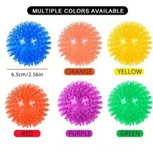 1pc/3pcs TPR Squeaky Dog & Cat Chew Toy Ball With Spiky Tips, Dental Training