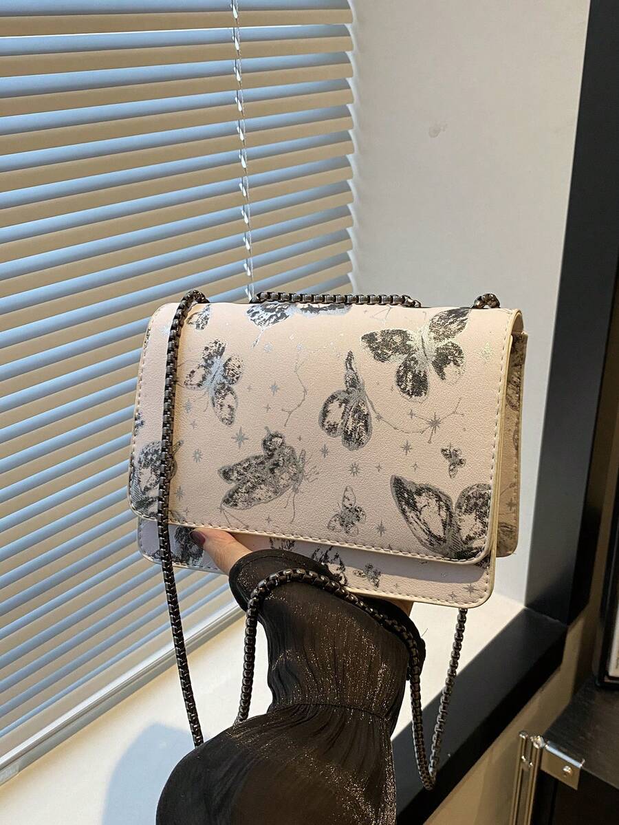 Mini Fashionable Chain Bow Flap Shoulder Bag, Crossbody Square Handbag For Women Valentines