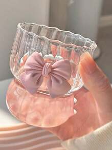 300ml透明蝴蝶结装饰条纹杯，适合日常喝水和咖啡 - 無色 - 查看 7