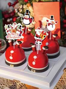 15件套圣诞快乐企鹅、雪人、圣诞老人、姜饼风格蛋糕装饰，DIY蛋糕托盘，适用于圣诞节装饰、生日、新娘送礼会、节日、家庭聚会、派对桌面蛋糕DIY装饰、蛋糕衬垫、食品托盘、圣诞装饰品、万圣节、万圣节装饰品 - 聖誕老人企鵝 - 查看 4