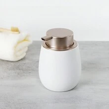 1个400毫升陶瓷手动按压式皂液器 - 宽口可重复灌装台面瓶，适用于洗手液、洗发水、润肤露 - 高品质，适用于浴室、厨房和酒店，无需用电 - 彩色 - 查看 8