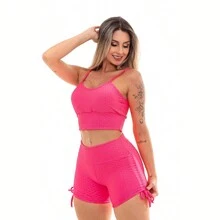 Kit 2 Sets Bubble Shorts Butt Lifting With Fitness Adjustment - 粉色 - 查看 2