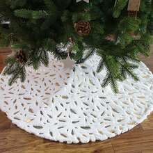 1 件圣诞树裙节日装饰圣诞装饰圣诞树裙金箔羽毛树围裙氛围可重复使用 - 彩色 - 查看 11