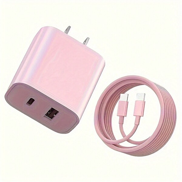 Cargador de pared USB-C con cable, puerto doble, compatible con cargador de , adaptador de carga rápida de 20W PD+OC3.0, bloque y cable adaptado para ser compatible con iPhone14/14 Pro/14 Pro Max/13/12/11/Pro Max/XS/XR/X/, etc.