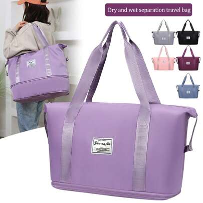 1pc Nylon Expandable Travel Bags For Women, Duffle Bags For Women Luggage, Foldable Vanity Traveling Bag, Waterproof Hand Bag For Ladies Personal Items,Summer Holiday Essentials,Travel Essentials ,Handbag For Woman Bag For School School Accessories School Stuff