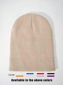 1 件男女通用 Y2K 风格纯黑色短款无檐针织帽，户外冬季保暖休闲百搭帽子，适合通勤秋季装 - 純色針織帽 - 查看 6