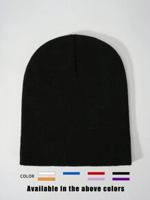 1 件男女通用 Y2K 风格纯黑色短款无檐针织帽，户外冬季保暖休闲百搭帽子，适合通勤秋季装 - 純色針織帽 - 查看 1