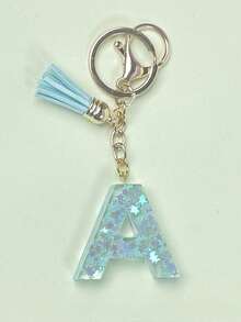 1 件树脂字母钥匙扣首饰，手工首饰，适用于女士包包、配饰、吊饰、手机配件外壳、汽车吊坠、亮片 - 多色 - 查看 6
